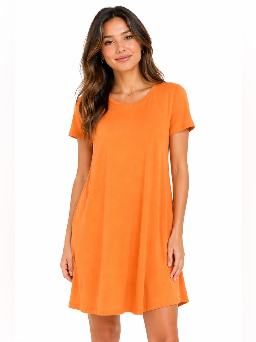Zenana Premium Orange Tshirt Dress Women's Size Small